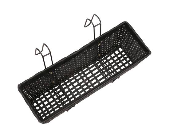 Jardinieră din ratan pentru balcon, 50 cm, 2 buc, negru, 6 image