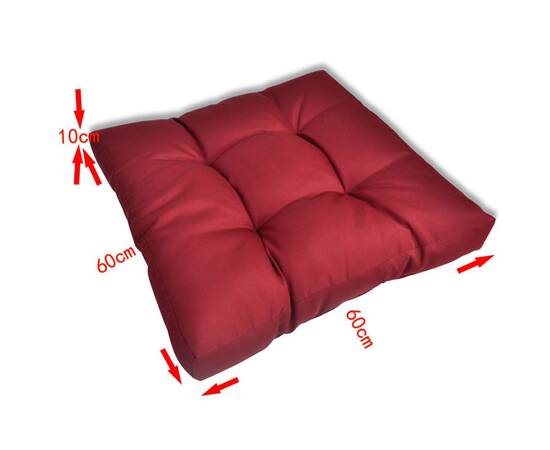 Pernă de scaun tapițată, 60x60x10 cm, roșu vin, 3 image