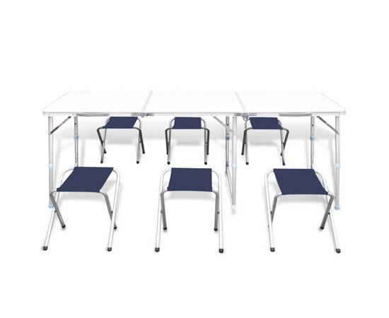 Set masă de camping pliabilă cu 6 scaune, reglabil, 180x60 cm, 4 image