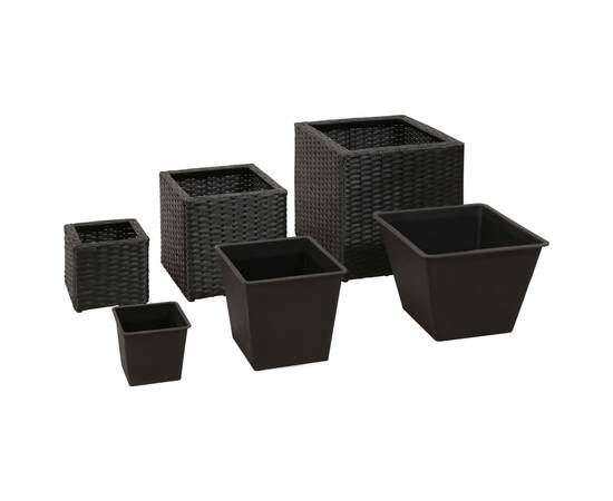 Straturi înălțate de grădină, 3 buc., negru, poliratan, 3 image