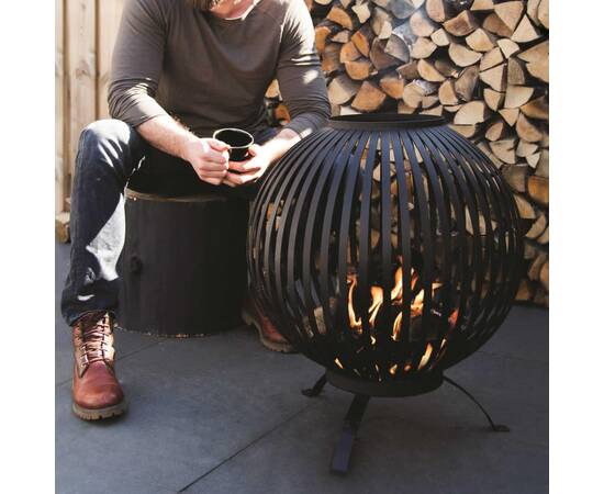 Esschert design bol pentru foc, negru, benzi oțel carbon ff400, 8 image
