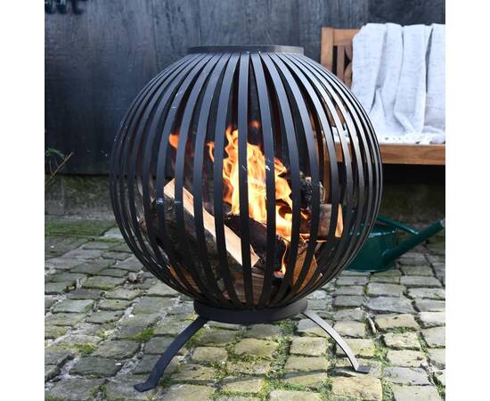 Esschert design bol pentru foc, negru, benzi oțel carbon ff400, 4 image