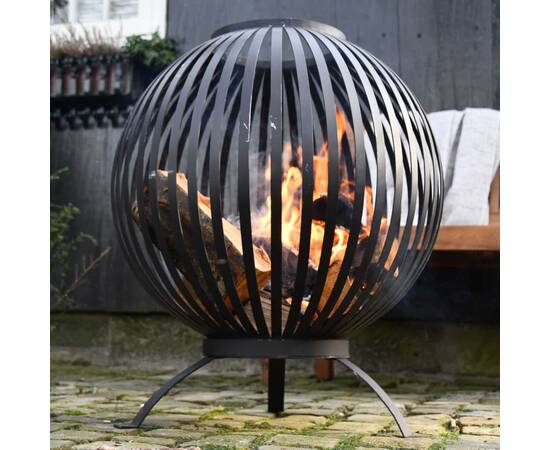 Esschert design bol pentru foc, negru, benzi oțel carbon ff400, 3 image