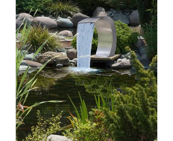 Fântână de piscină cascadă grădină, 45 x 30 x 60 cm,  oțel inoxidabil, 3 image