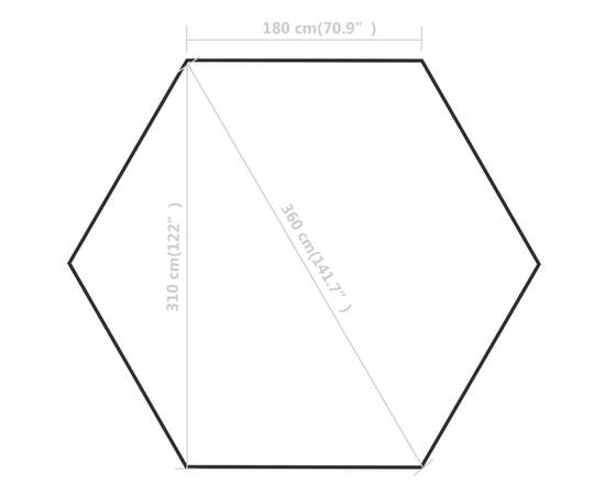 Marchiză hexagonală pliabilă, 6 pereți laterali, gri, 3,6x3,1 m, 11 image