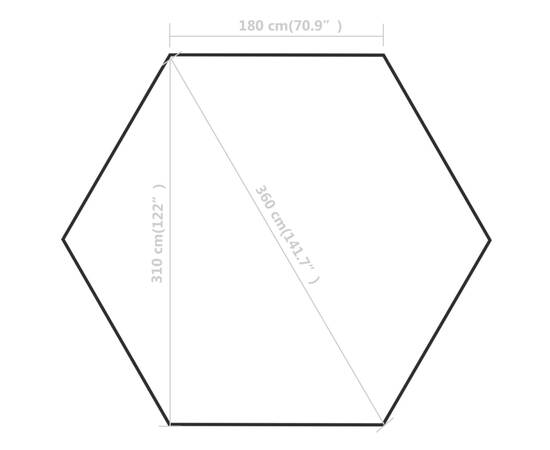 Marchiză pliabilă hexagonală, gri, 3,6 x 3,1 m, 8 image