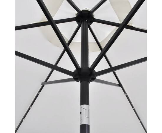 Umbrelă de exterior cu led-uri 3 m, alb nisipiu, 2 image