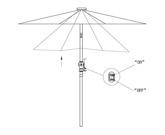 Umbrelă de exterior cu led-uri 3 m, alb nisipiu, 9 image