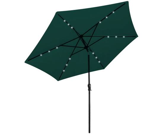 Umbrelă de exterior cu led-uri 3 m, verde