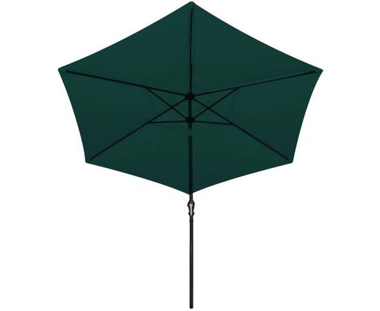 Umbrelă de exterior cu led-uri 3 m, verde, 5 image