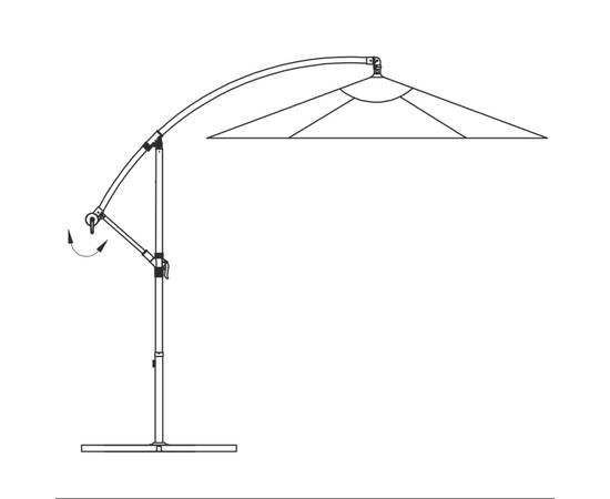Umbrelă de soare suspendată, 3,5 m, alb nisipiu, 7 image
