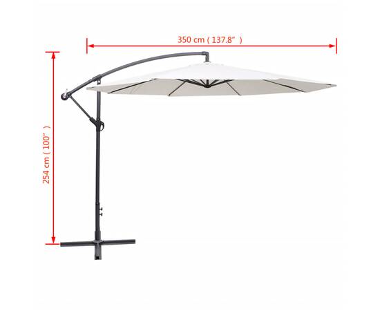 Umbrelă de soare suspendată, 3,5 m, alb nisipiu, 8 image