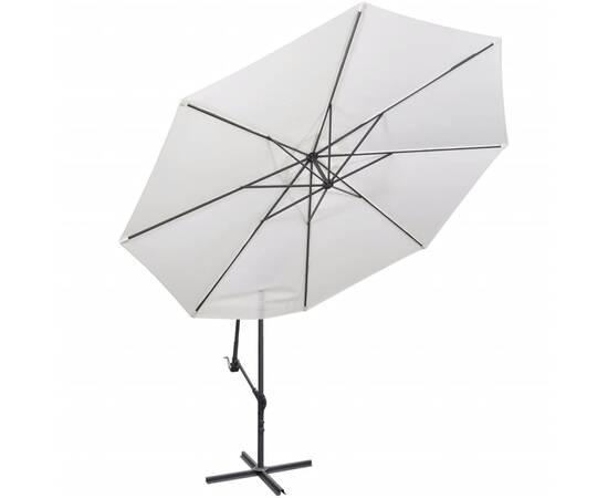Umbrelă de soare suspendată, 3,5 m, alb nisipiu, 3 image