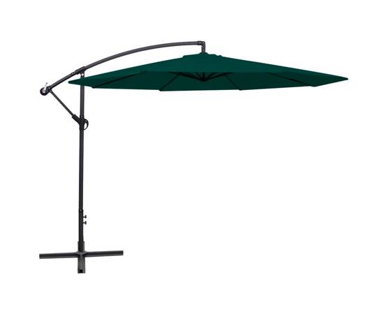 Umbrelă de soare suspendată 3,5 m, verde
