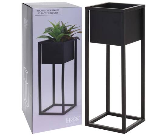 Home&styling ghiveci de flori cu suport, negru, 60 cm, metal