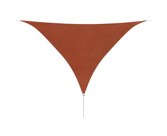 Parasolar din țesătură oxford, triunghiular, 5x5x5 m, cărămiziu