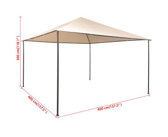 Copertină pavilion foișor cort, 4x4 m, oțel, bej, 8 image