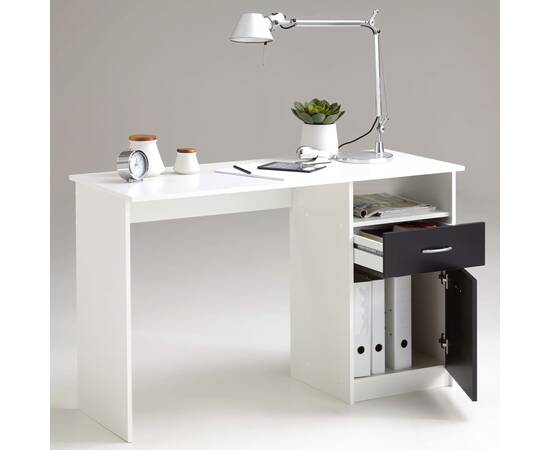 Fmd birou cu 1 sertar, alb și negru, 123 x 50 x 76,5 cm, 2 image