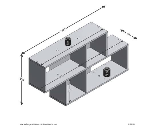 Fmd raft de perete cu 4 compartimente, antracit închis stil învechit, 4 image