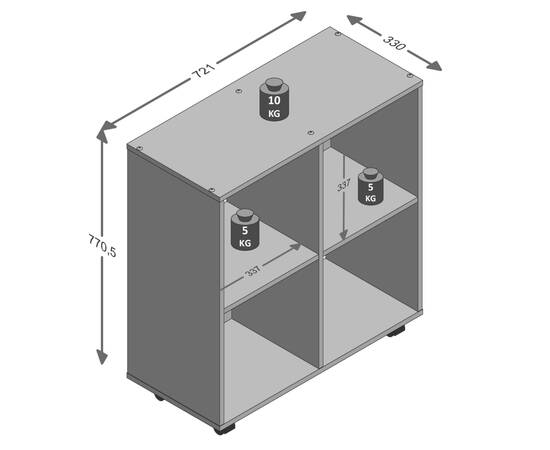 Fmd raft pe roți pivotante, cu 4 compartimente, alb, 2 image