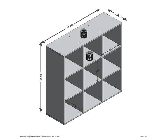 Fmd raft vertical cu 9 compartimente, alb, 3 image