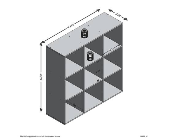 Fmd raft vertical cu 9 compartimente, stejar, 5 image