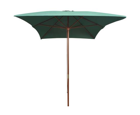 Umbrelă de soare cu stâlp de lemn 200x300 cm, verde, 3 image