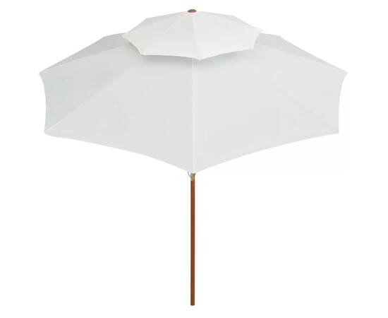 Umbrelă de soare dublă, 270x270 cm, stâlp de lemn, alb crem, 4 image