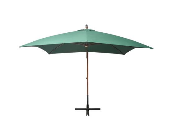 Umbrelă de soare suspendată, stâlp de lemn, 300x300 cm, verde, 3 image