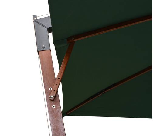 Umbrelă de soare suspendată, stâlp de lemn, 300x300 cm, verde, 5 image