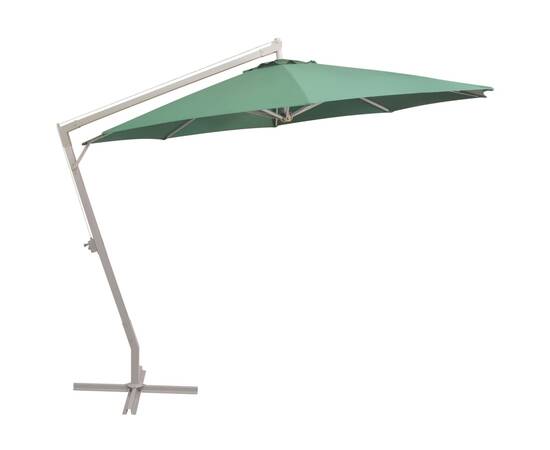 Umbrelă de soare suspendată 350 cm, stâlp de aluminiu, verde, 3 image
