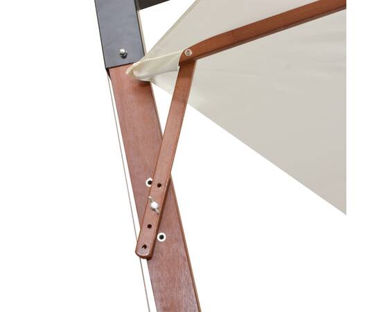 Umbrelă de soare suspendată cu stâlp de lemn, 350 cm, alb, 6 image