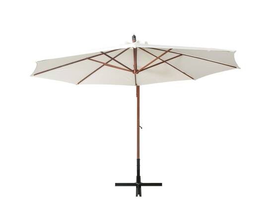 Umbrelă de soare suspendată cu stâlp de lemn, 350 cm, alb, 4 image