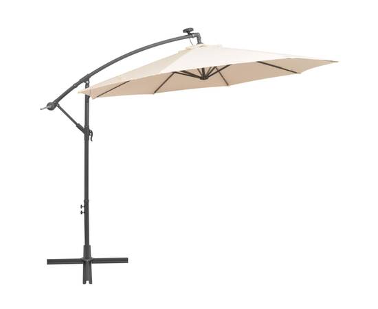 Umbrelă soare suspendată, iluminare led, stâlp metalic 300 cm, 6 image