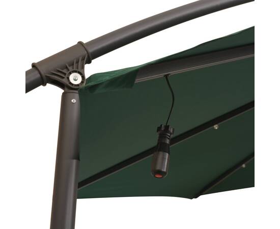 Umbrelă suspendată, iluminare led, 300 cm, verde, stâlp metalic, 8 image