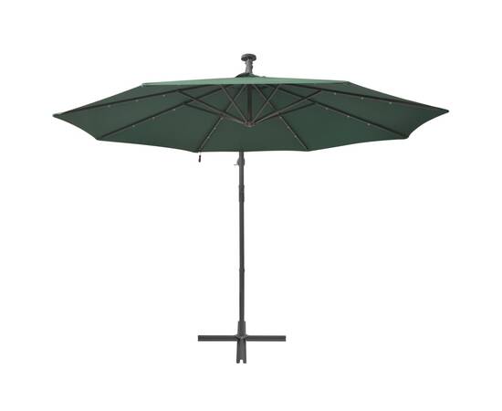 Umbrelă suspendată, iluminare led, 300 cm, verde, stâlp metalic, 6 image
