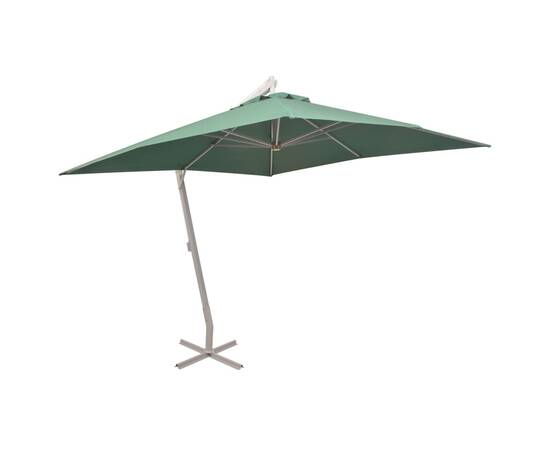 Umbrelă suspendată, stâlp de aluminiu, 300x300 cm, verde, 2 image