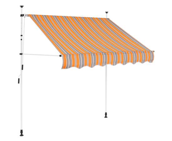 Copertină retractabilă manual, dungi galben și albastru, 150 cm