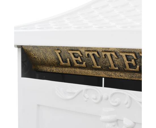 Cutie poștală cu picior, aluminiu, vintage, inoxidabilă, alb, 5 image