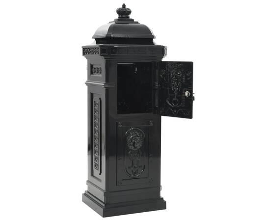 Cutie poștală stâlp, aluminiu, stil vintage, inoxidabil, negru, 9 image
