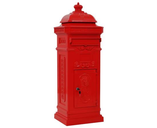 Cutie poștală stâlp, aluminiu, stil vintage, inoxidabil, roșu, 2 image