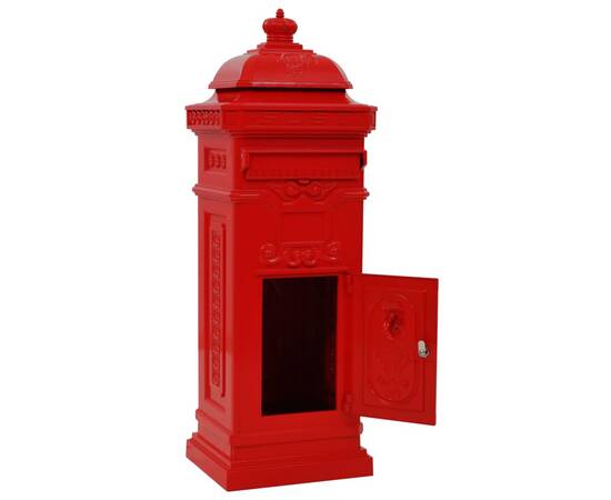 Cutie poștală stâlp, aluminiu, stil vintage, inoxidabil, roșu, 4 image