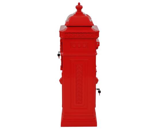 Cutie poștală stâlp, aluminiu, stil vintage, inoxidabil, roșu, 6 image