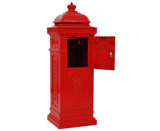 Cutie poștală stâlp, aluminiu, stil vintage, inoxidabil, roșu, 9 image