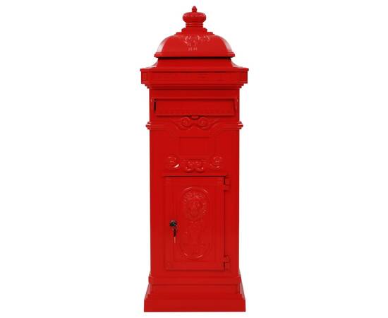 Cutie poștală stâlp, aluminiu, stil vintage, inoxidabil, roșu, 3 image