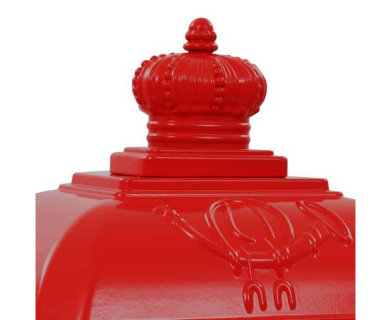 Cutie poștală stâlp, aluminiu, stil vintage, inoxidabil, roșu, 11 image