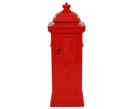 Cutie poștală stâlp, aluminiu, stil vintage, inoxidabil, roșu, 8 image
