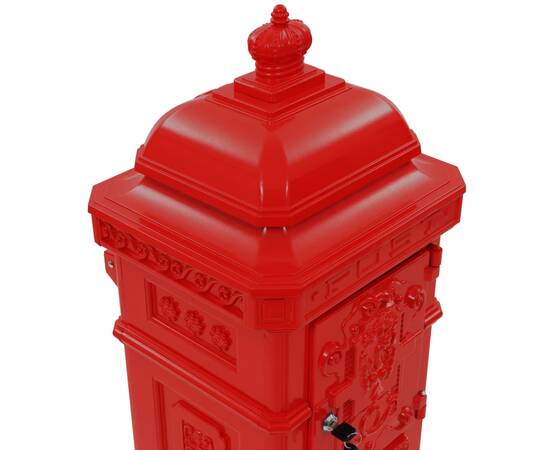 Cutie poștală stâlp, aluminiu, stil vintage, inoxidabil, roșu, 10 image