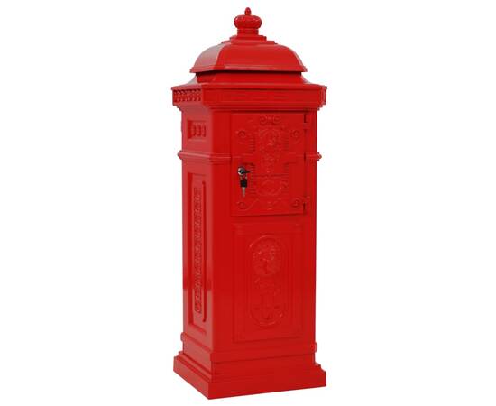 Cutie poștală stâlp, aluminiu, stil vintage, inoxidabil, roșu, 7 image