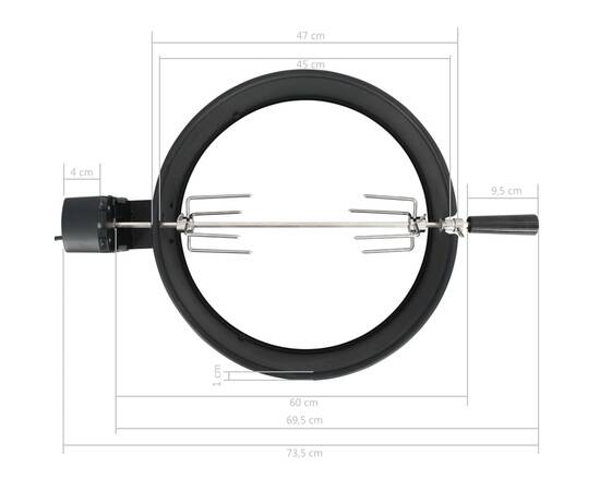 Set de rotisor cu inel pentru grătar, negru, 47 cm, 5 image